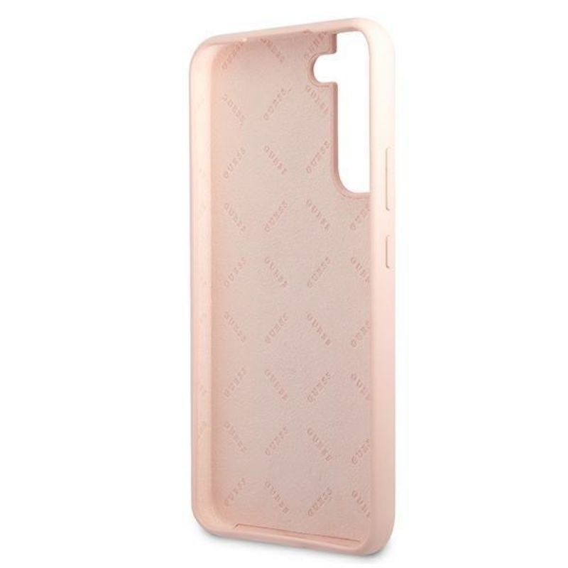 Husa Samsung Galaxy S22 Plus GUESS Silicon Metal Logo GUHCS22MLSLMGPP, roz