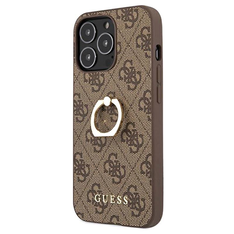 Husa iPhone 13 Pro GUESS PU 4G Ring GHP4GRIXIIIPM, maro