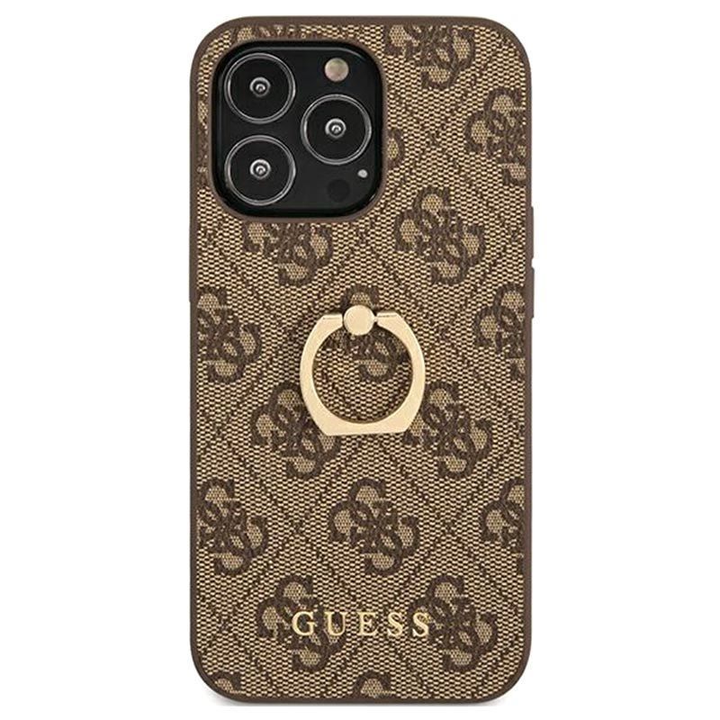 Husa iPhone 13 Pro GUESS PU 4G Ring GHP4GRIXIIIPM, maro