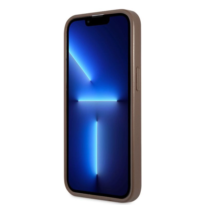 Husa iPhone 13 Pro GUESS PU 4G Stripe GHP4GSIXIIIPM, maro