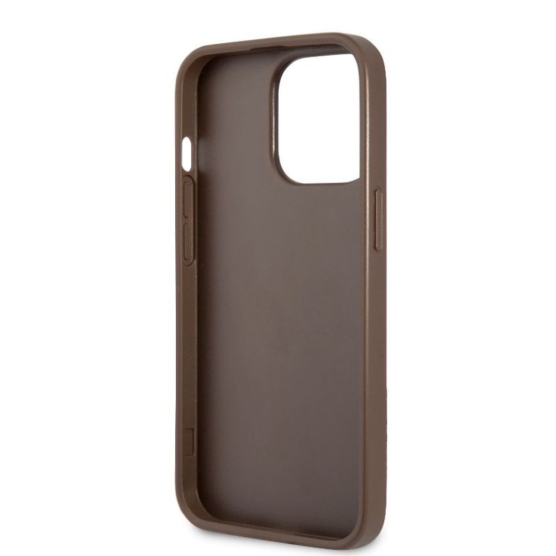 Husa iPhone 13 Pro GUESS PU 4G Stripe GHP4GSIXIIIPM, maro