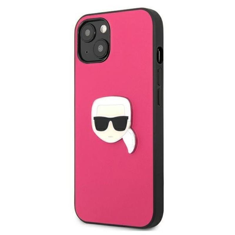 Husa pentru iPhone 13 KARL LAGERFELD KLHCP13MPKMP, Leather Karl Head, Roz