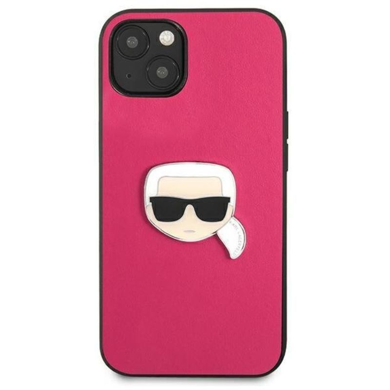 Husa pentru iPhone 13 KARL LAGERFELD KLHCP13MPKMP, Leather Karl Head, Roz