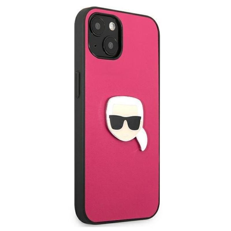 Husa pentru iPhone 13 KARL LAGERFELD KLHCP13MPKMP, Leather Karl Head, Roz