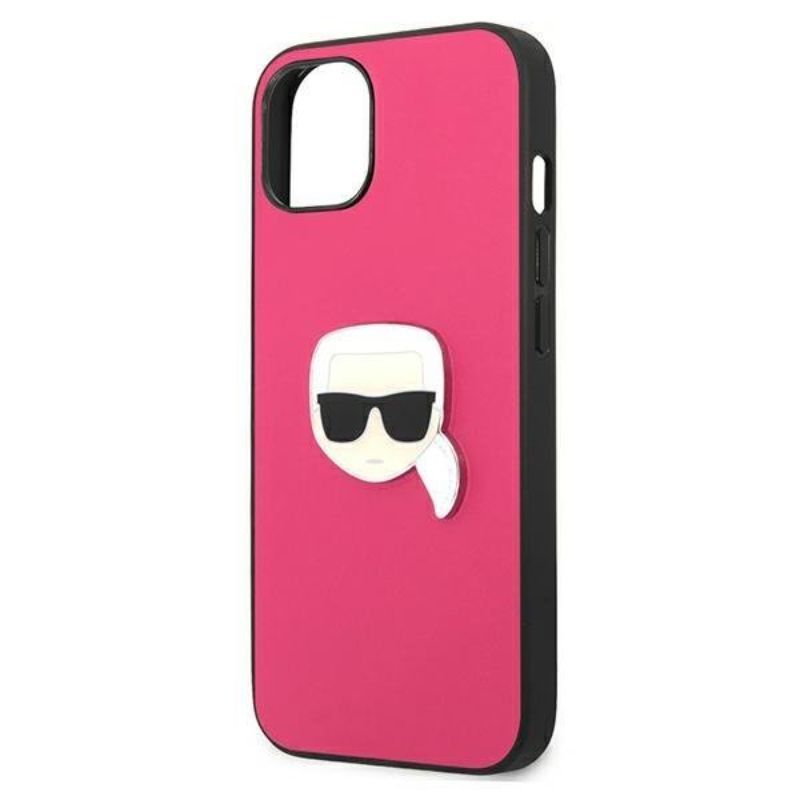 Husa pentru iPhone 13 KARL LAGERFELD KLHCP13MPKMP, Leather Karl Head, Roz