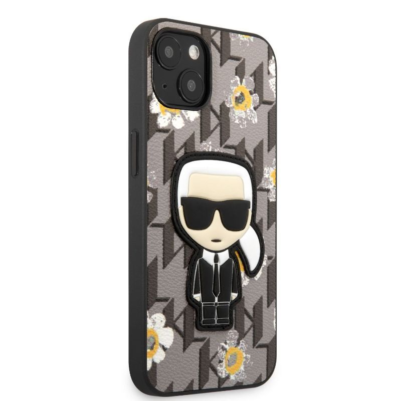 Husa pentru iPhone 13 KARL LAGERFELD KLHIFIXIIIG, Ikonik Flower, Gri
