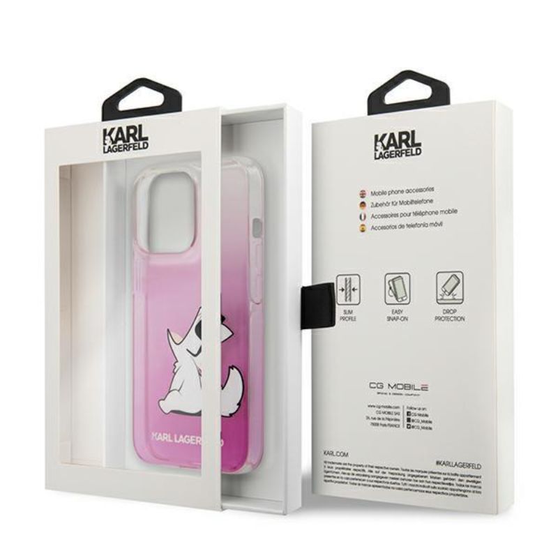 Husa pentru iPhone 13 Pro KARL LAGERFELD KLHCP13LCFNRCPI, Choupette Fun, Roz