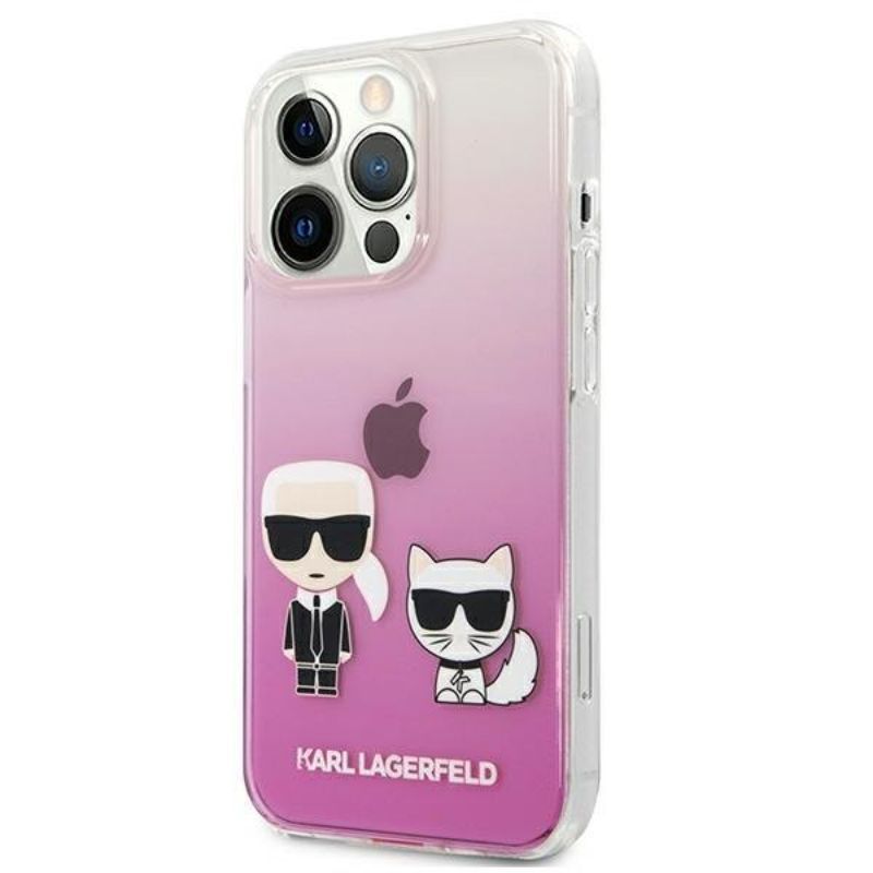 Husa pentru iPhone 13 Pro KARL LAGERFELD KLHCP13LCKTRP, Karl and Choupette, roz
