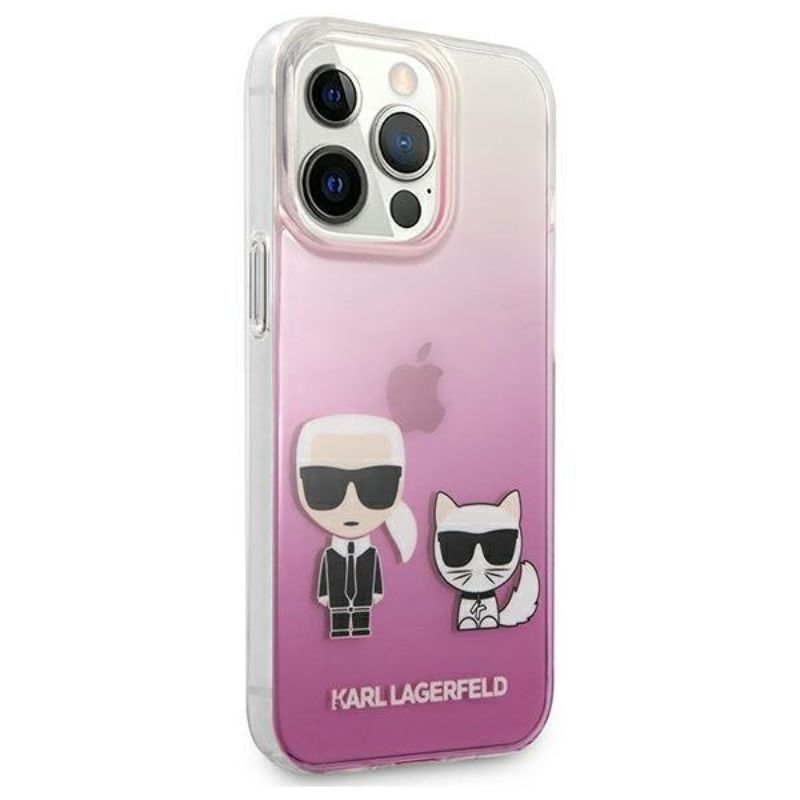 Husa pentru iPhone 13 Pro KARL LAGERFELD KLHCP13LCKTRP, Karl and Choupette, roz