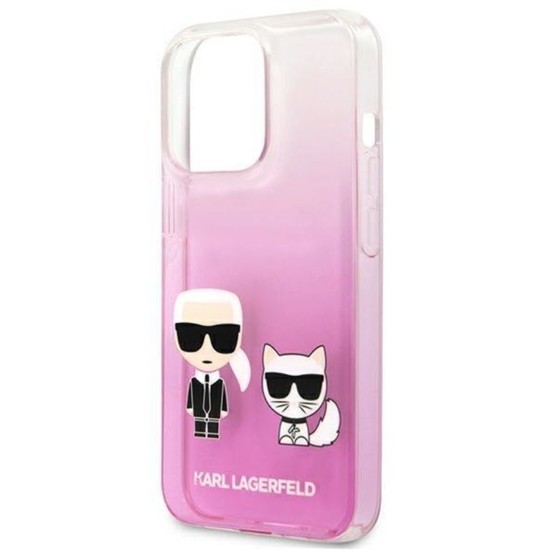 Husa pentru iPhone 13 Pro KARL LAGERFELD KLHCP13LCKTRP, Karl and Choupette, roz