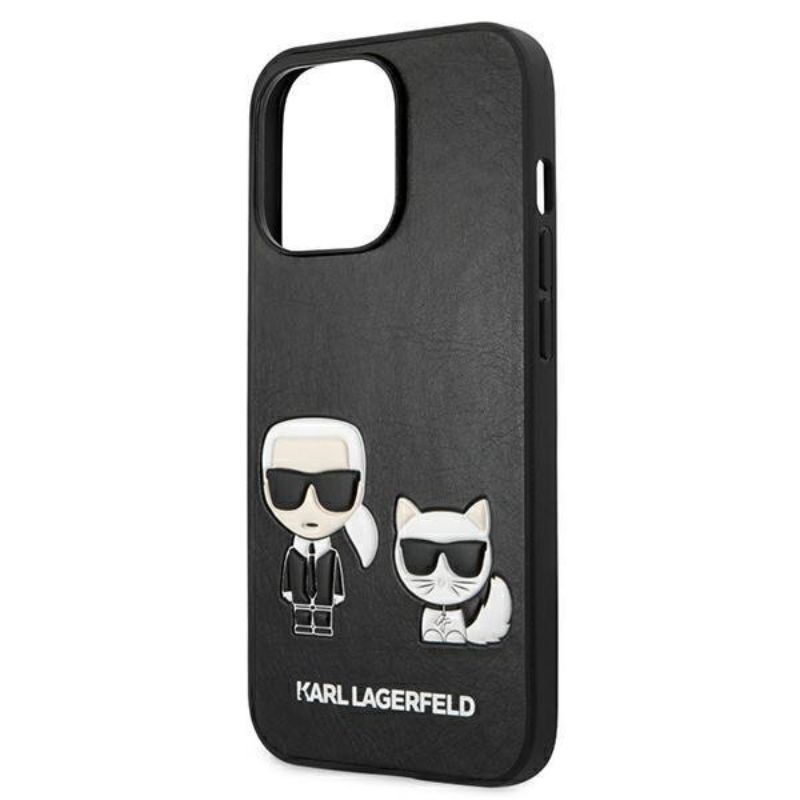 Husa pentru iPhone 13 Pro KARL LAGERFELD KLHCP13LPCUSKCBK, Ikonik Karl and Choupette, Negru