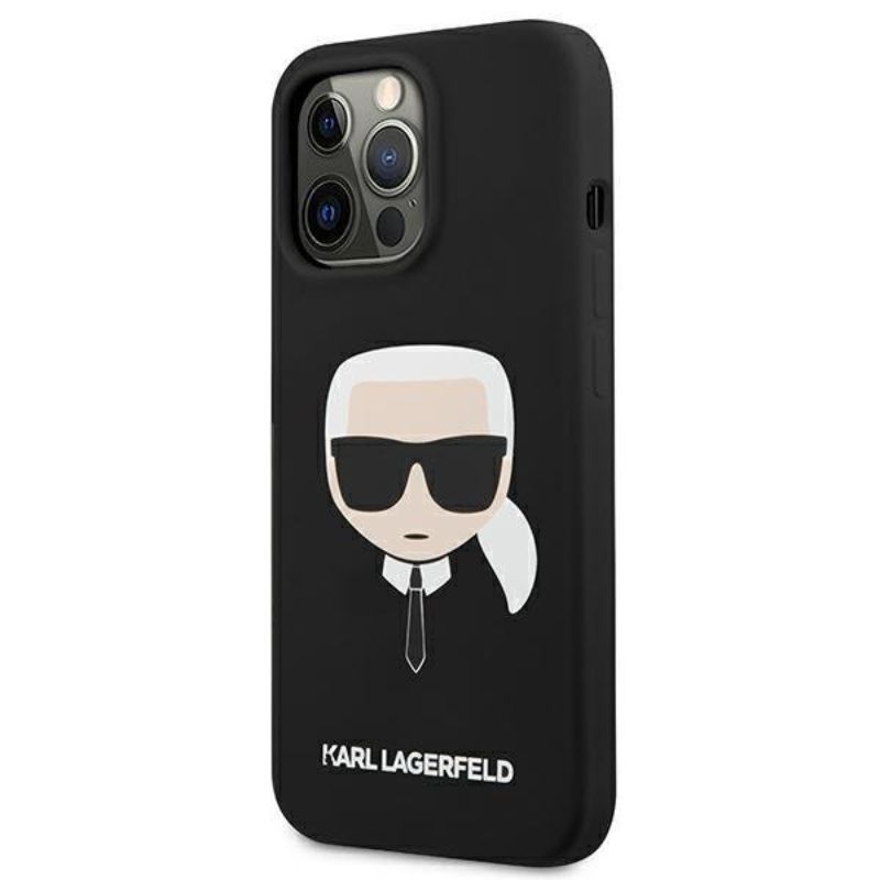 Husa pentru iPhone 13 Pro KARL LAGERFELD KLHCP13LSLKHBK, Silicon Karls Head, Negru