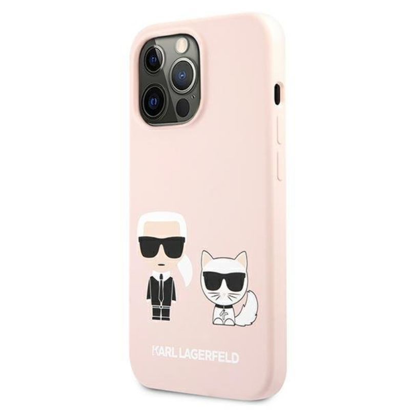 Husa pentru iPhone 13 Pro KARL LAGERFELD KLHCP13LSSKCI, Silicon Karl and Choupette, Roz deschis