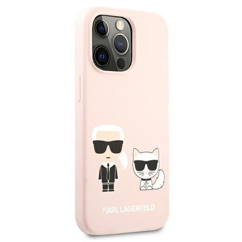 Husa pentru iPhone 13 Pro KARL LAGERFELD KLHCP13LSSKCI, Silicon Karl and Choupette, Roz deschis