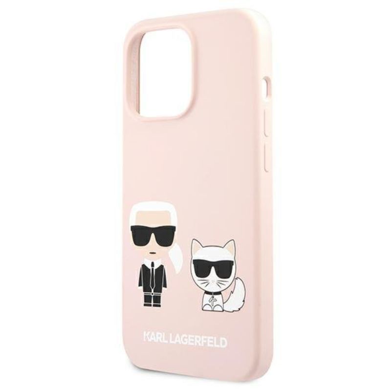 Husa pentru iPhone 13 Pro KARL LAGERFELD KLHCP13LSSKCI, Silicon Karl and Choupette, Roz deschis