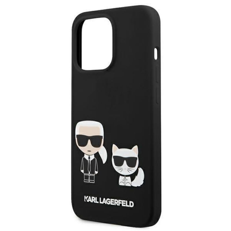 Husa pentru iPhone 13 Pro KARL LAGERFELD KLHCP13LSSKCK, Silicon Karl and Choupette, Negru