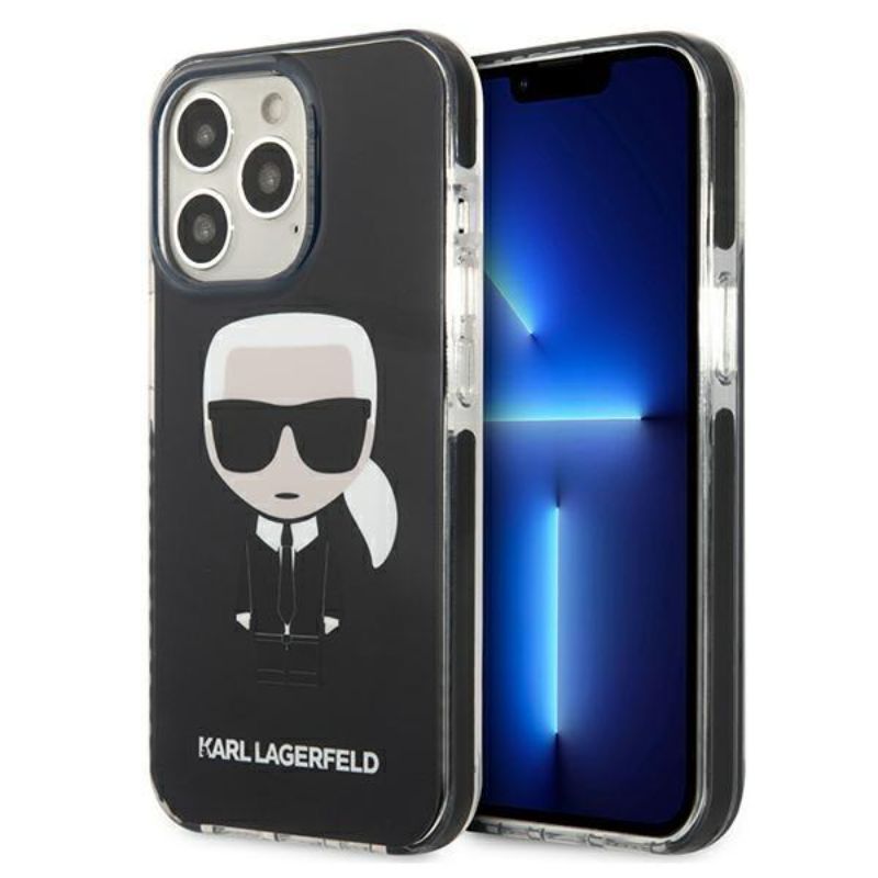 Husa pentru iPhone 13 Pro KARL LAGERFELD KLHFBIIXIIIPN, Full Body Ikonik, Negru