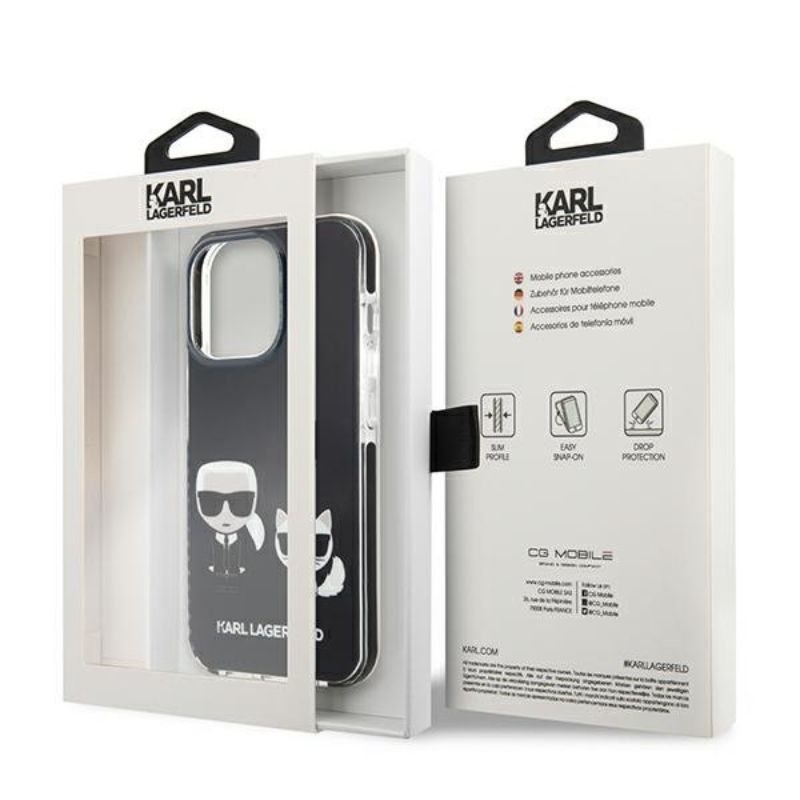 Husa pentru iPhone 13 Pro KARL LAGERFELD KLHKCIXIIIN, Karl and Choupette, Negru