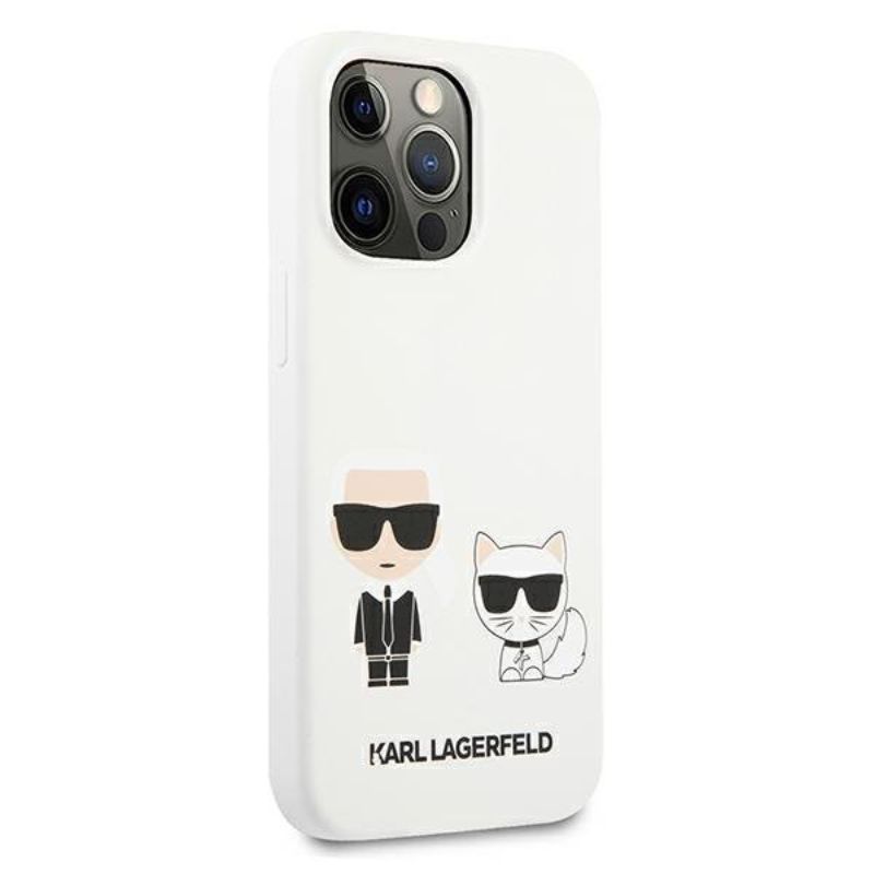 Husa pentru iPhone 13 Pro KARL LAGERFELD KLHSKCIXIIIPA, Silicon Karl and Choupette, Alb
