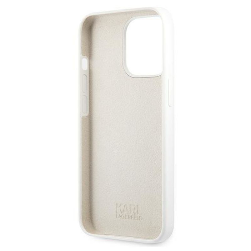 Husa pentru iPhone 13 Pro KARL LAGERFELD KLHSKCIXIIIPA, Silicon Karl and Choupette, Alb