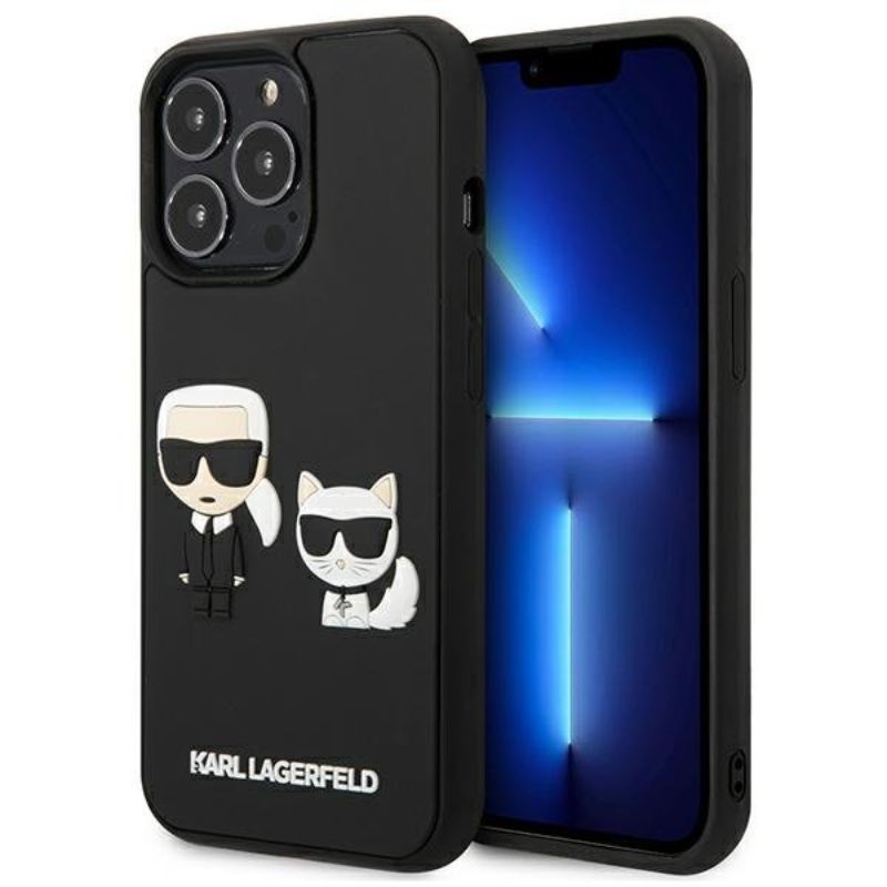 Husa pentru iPhone 13 Pro KARL LAGERFELD KLHKC3DIXIIIPN, Karl and Choupette 3D, Negru