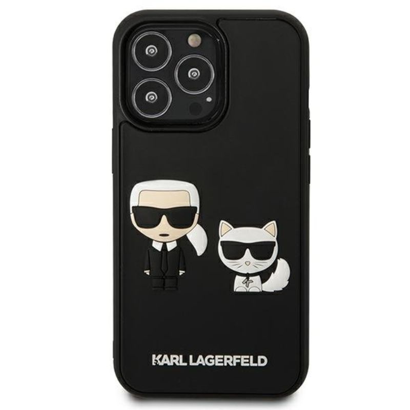 Husa pentru iPhone 13 Pro KARL LAGERFELD KLHKC3DIXIIIPN, Karl and Choupette 3D, Negru