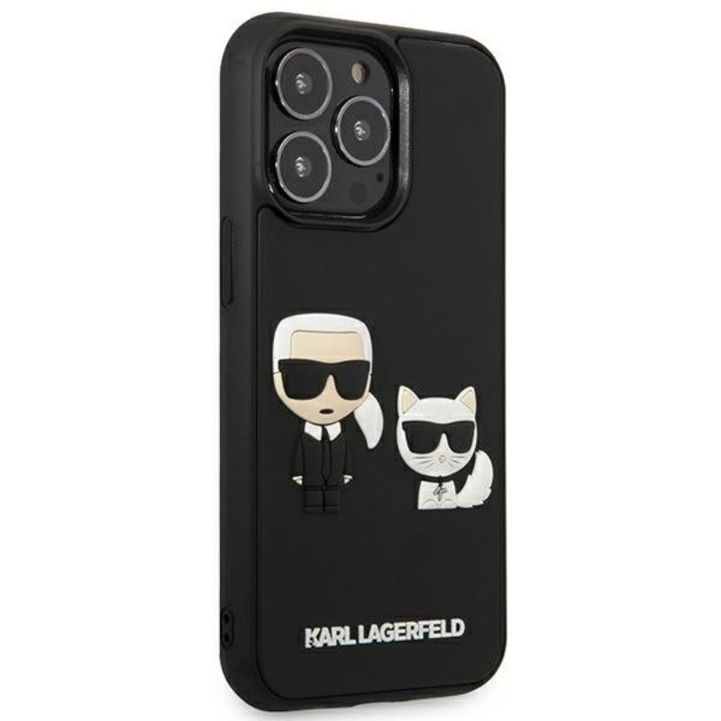 Husa pentru iPhone 13 Pro KARL LAGERFELD KLHKC3DIXIIIPN, Karl and Choupette 3D, Negru