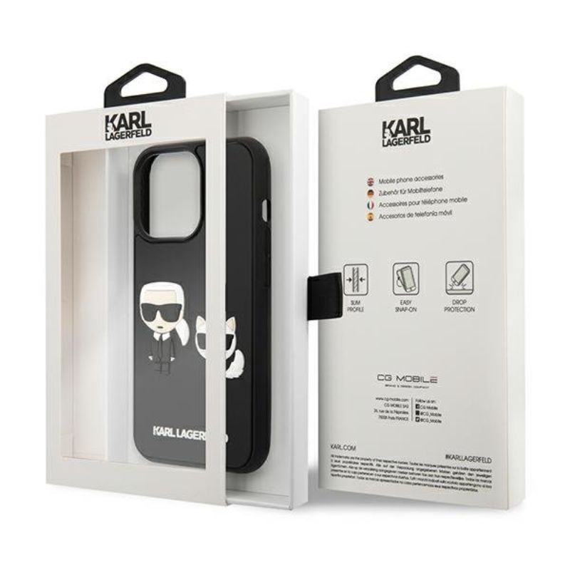 Husa pentru iPhone 13 Pro KARL LAGERFELD KLHKC3DIXIIIPN, Karl and Choupette 3D, Negru
