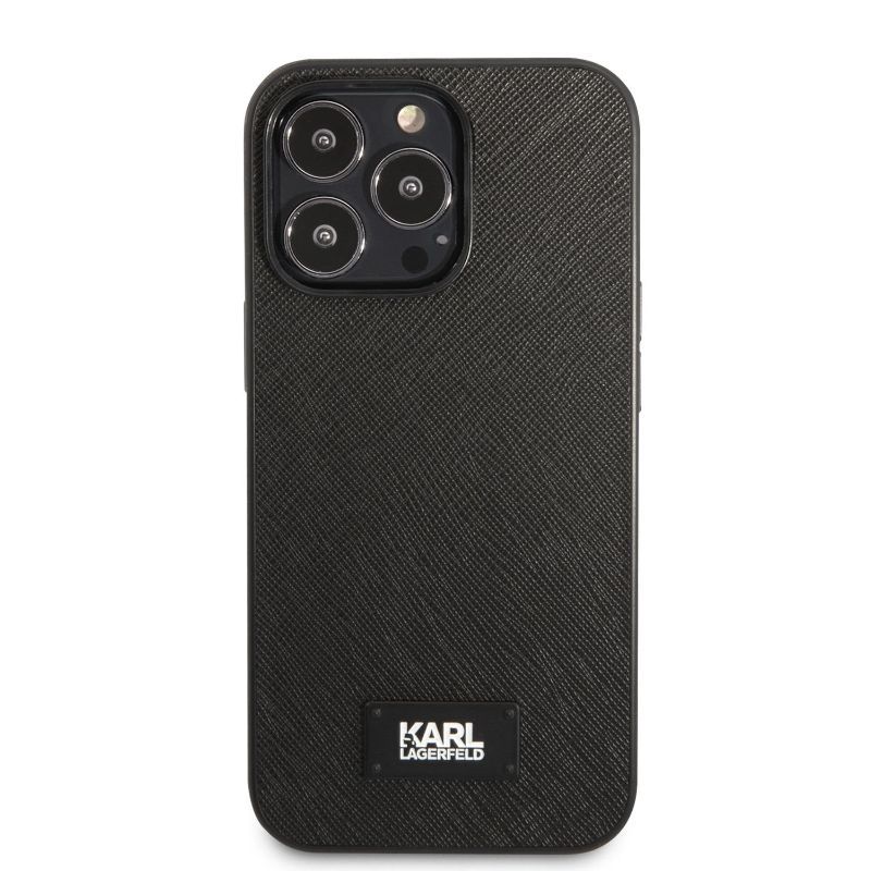 Husa pentru iPhone 13 Pro KARL LAGERFELD KLHSPIXIIIPN, Saffiano Plaque, Negru