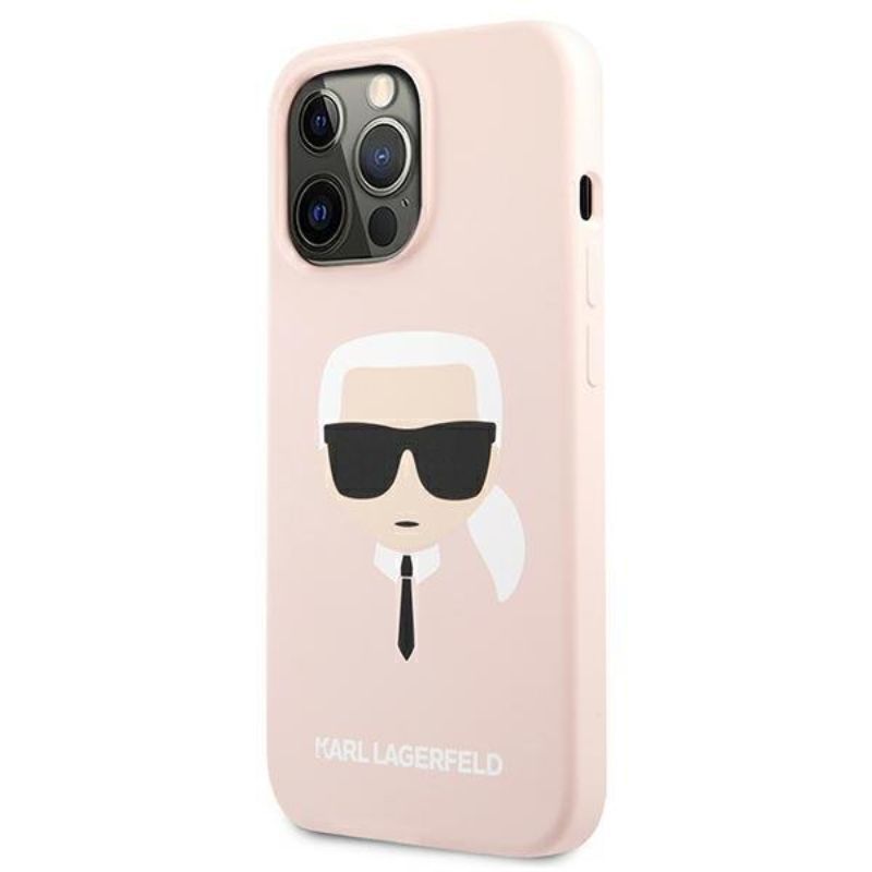 Husa pentru iPhone 13 Pro Max KARL LAGERFELD KLHCP13XSLKHLP, Silicon Karls Head, Roz deschis