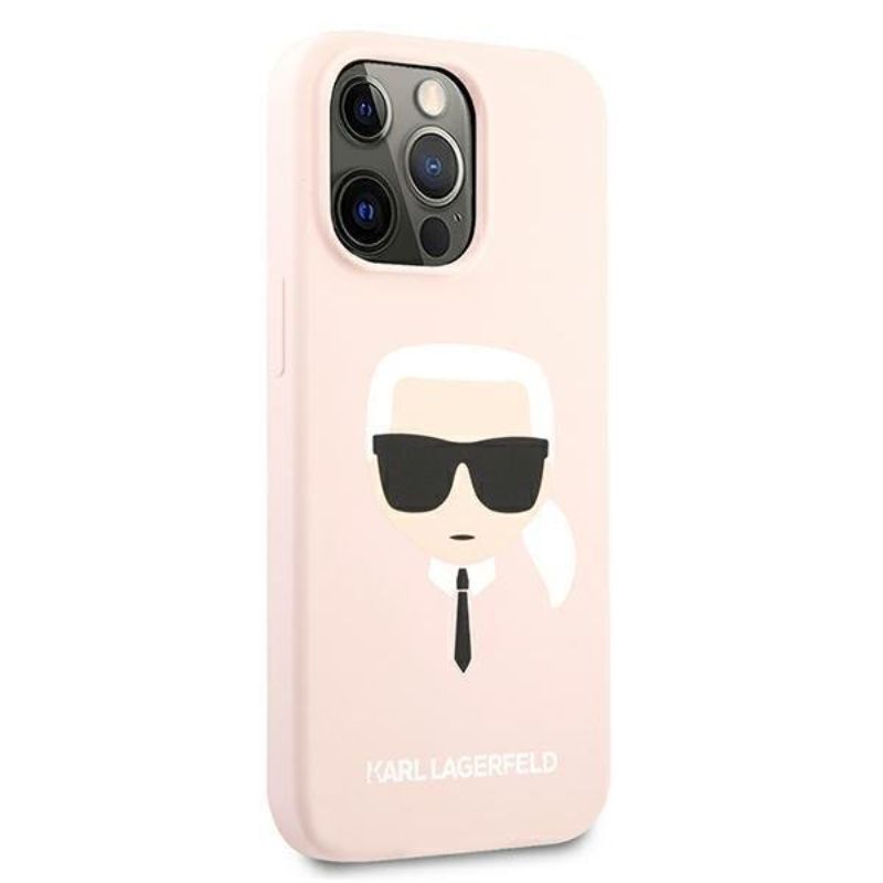 Husa pentru iPhone 13 Pro Max KARL LAGERFELD KLHCP13XSLKHLP, Silicon Karls Head, Roz deschis