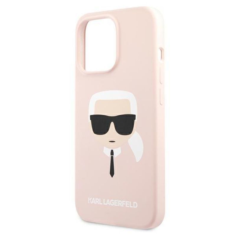 Husa pentru iPhone 13 Pro Max KARL LAGERFELD KLHCP13XSLKHLP, Silicon Karls Head, Roz deschis