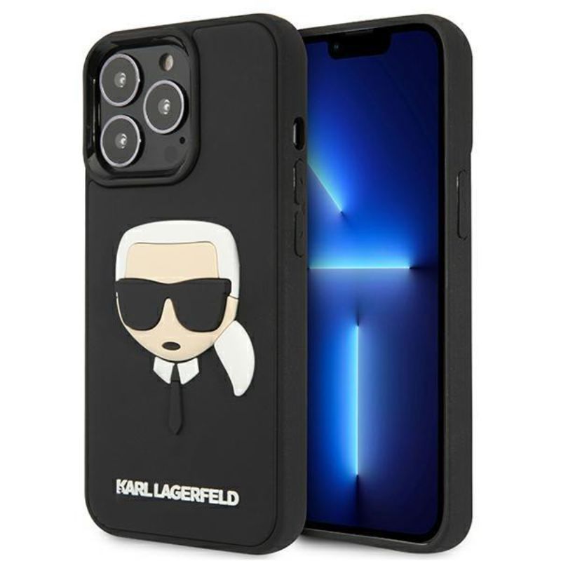 Husa pentru iPhone 13 Pro Max KARL LAGERFELD KLHCP13LKH3DBK, Rubber Karls Head, Negru