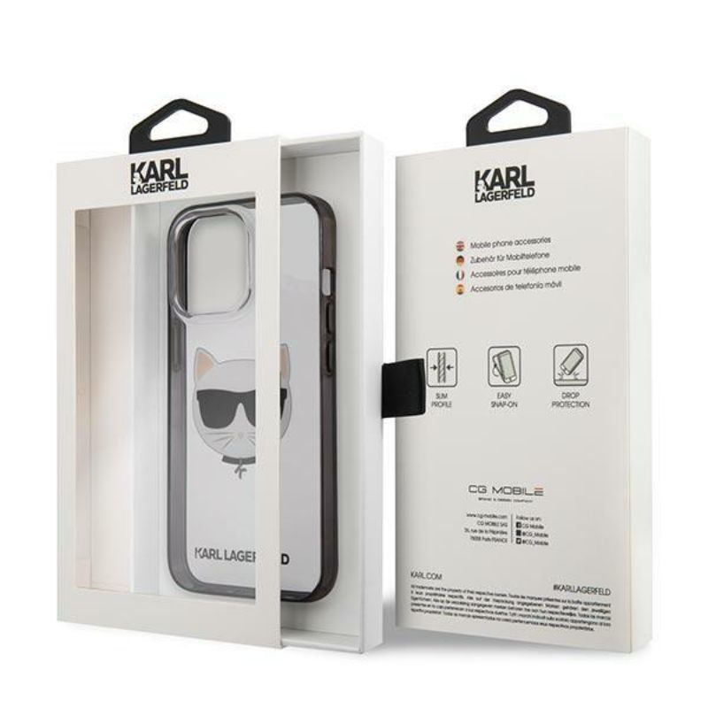 Husa pentru iPhone 13 / 13 Pro KARL LAGERFELD KLHCP13LHCHCK, Ikonik Choupette, Transparent