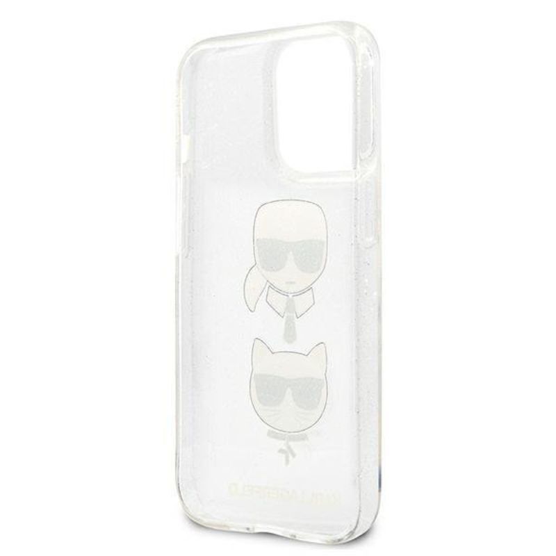 Husa pentru iPhone 13 / 13 Pro KARL LAGERFELD KLHCP13LKCTUGLS, Glitter Karls and Choupette, Argintiu