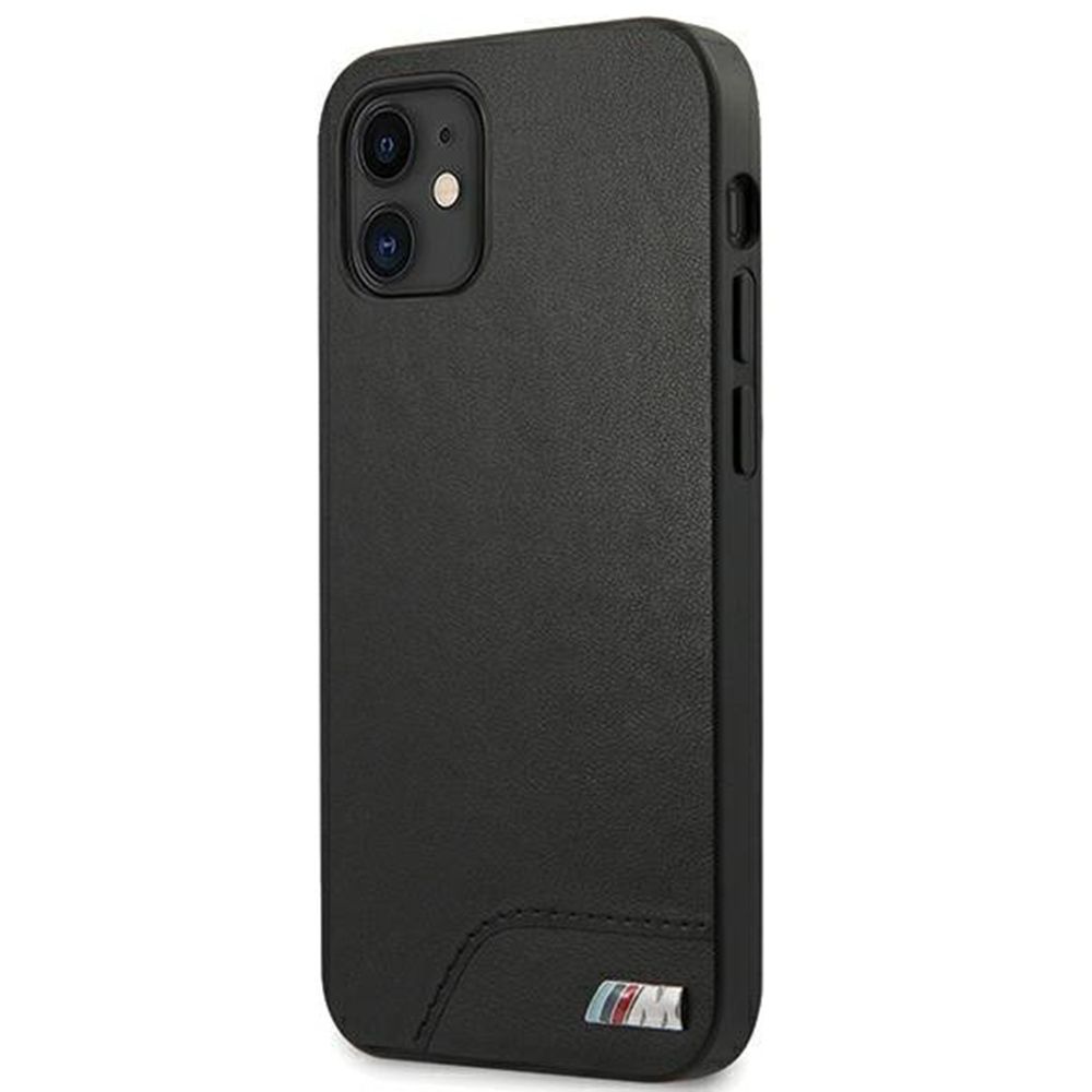 Husa iPhone 12 Mini BMW Smooth PU BMHCP12SMHOLBK, negru