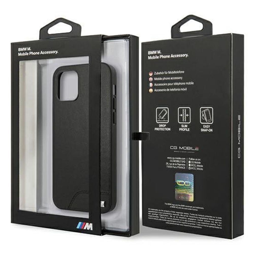 Husa iPhone 12 Mini BMW Smooth PU BMHCP12SMHOLBK, negru