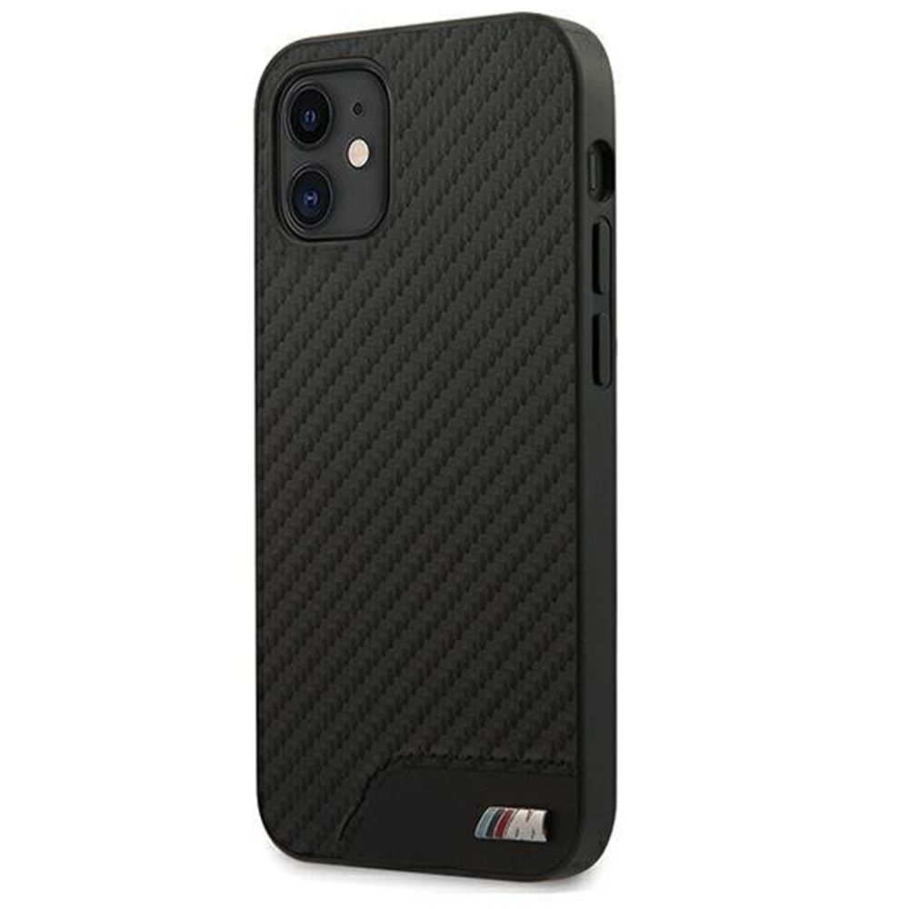 Husa iPhone 12 Mini BMW PU Carbon BMHCP12SCABBK, negru