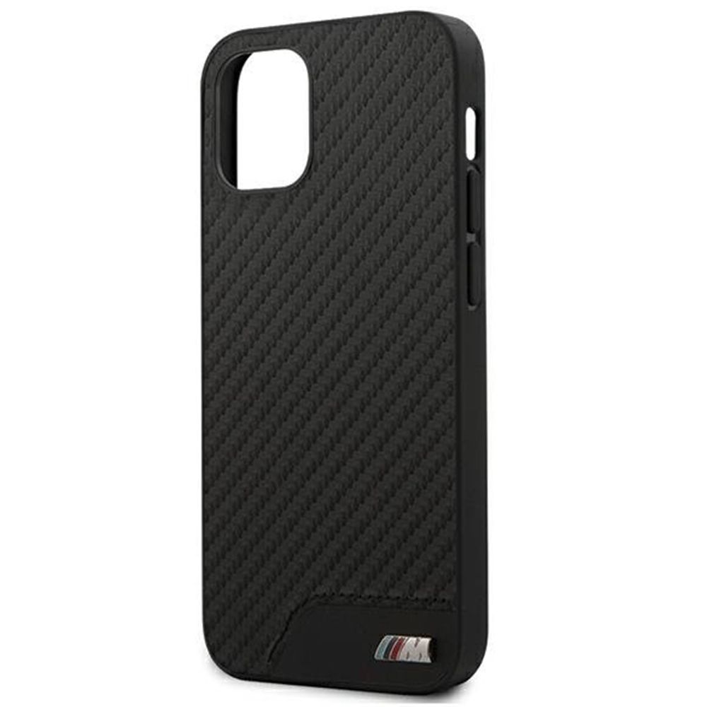 Husa iPhone 12 Mini BMW PU Carbon BMHCP12SCABBK, negru