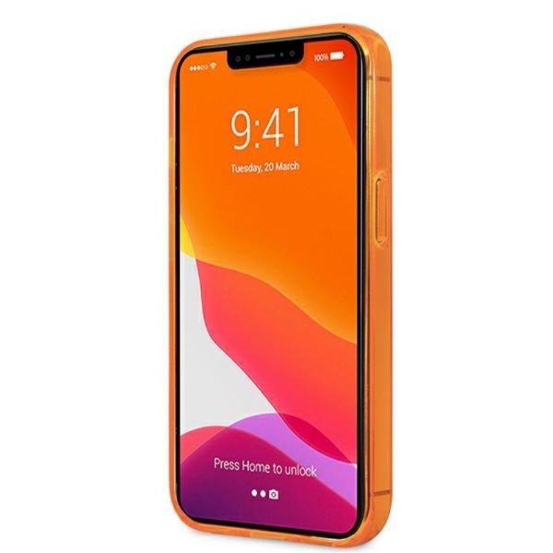 Husa pentru iPhone 13 / 13 Pro KARL LAGERFELD KLHCP13LCHTRO, Glitter Choupette Fluo, Portocaliu