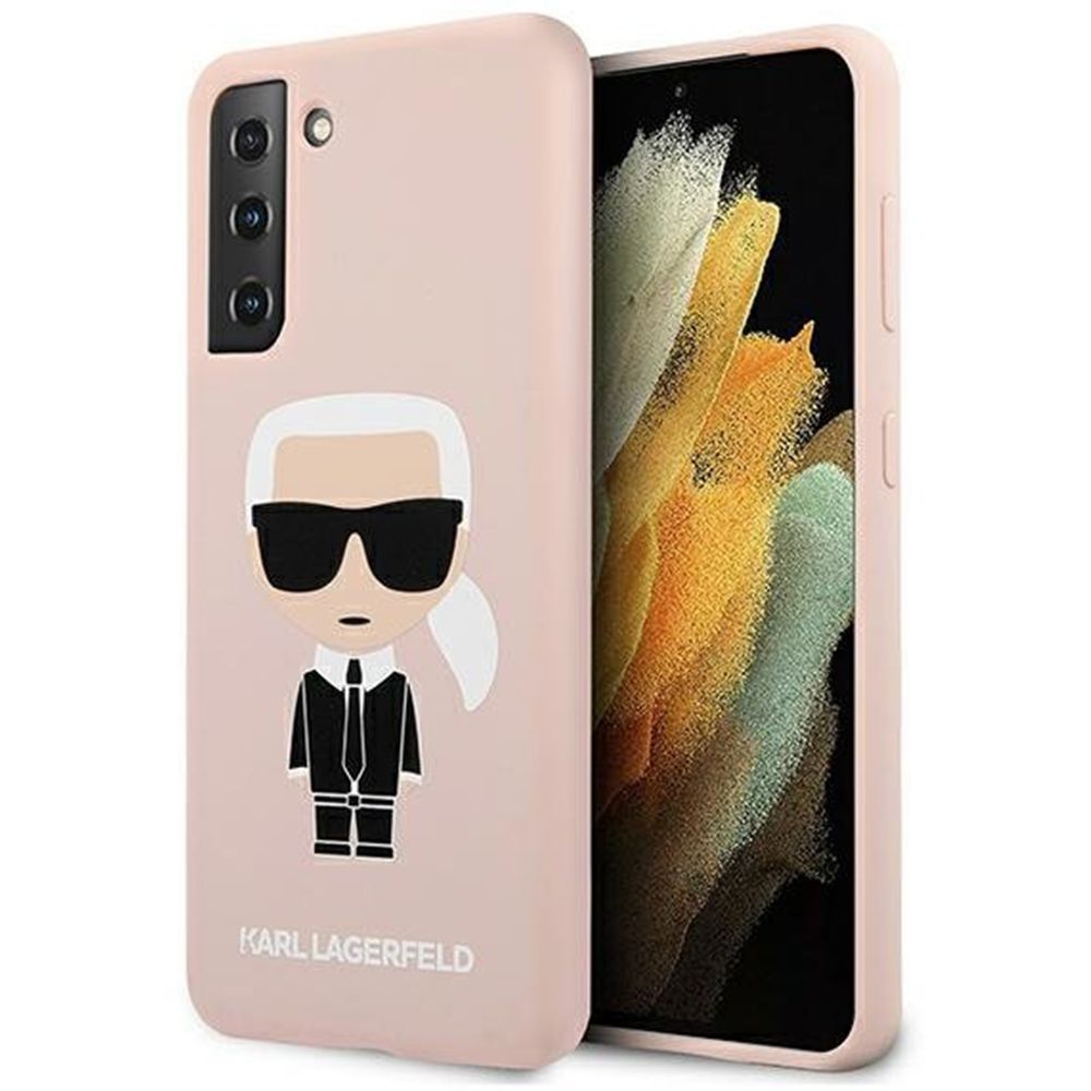 Husa pentru Samsung Galaxy S21 Plus G996 KARL LAGERFELD KLHCS21MSLFKPI, Silicon Ikonik, Roz