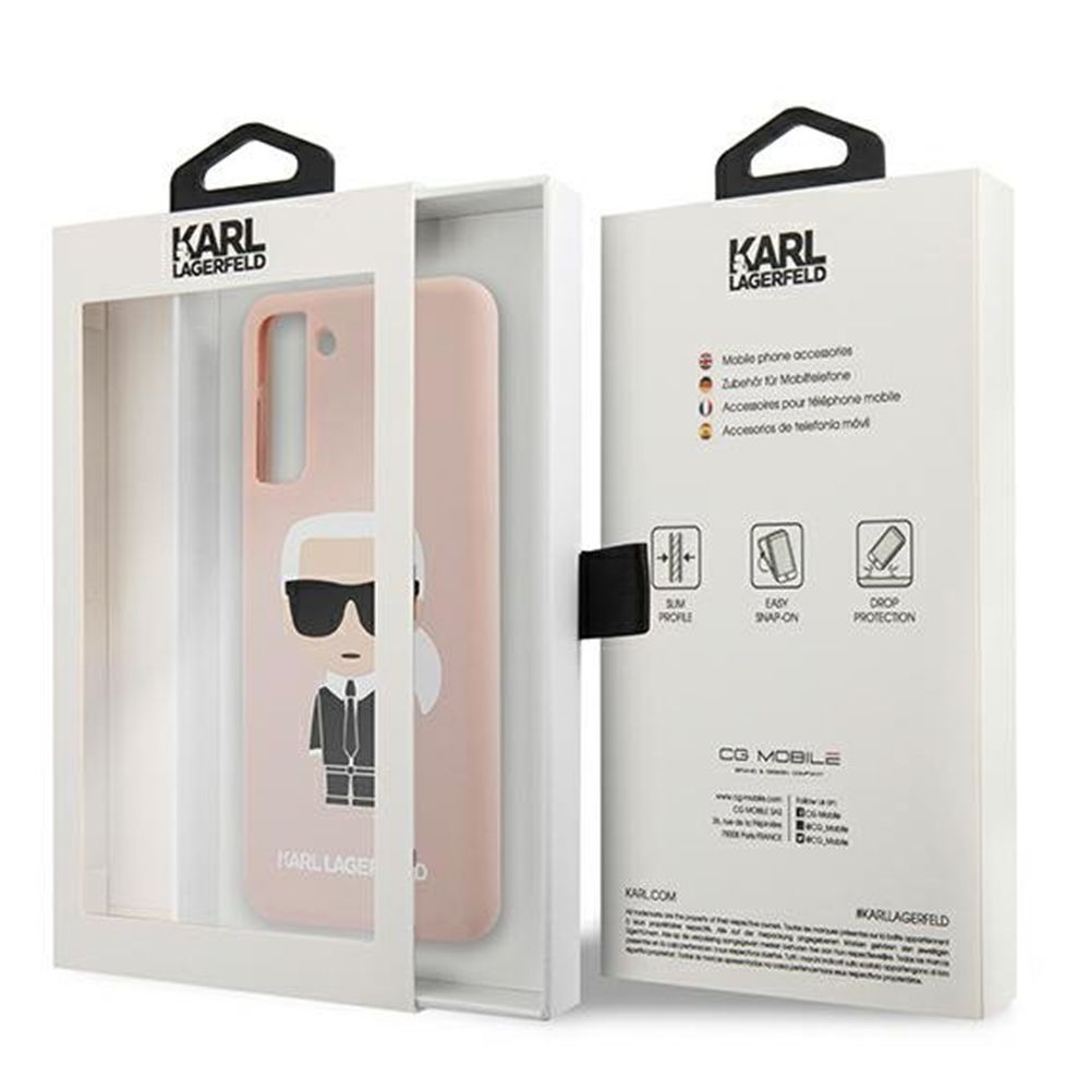 Husa pentru Samsung Galaxy S21 Plus G996 KARL LAGERFELD KLHCS21MSLFKPI, Silicon Ikonik, Roz