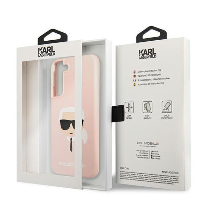 Husa pentru Samsung Galaxy S22 Plus KARL LAGERFELD KLHCS22MSLKHPI, Silicon Karls Head, Roz