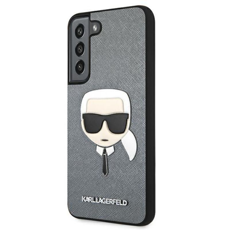 Husa pentru Samsung Galaxy S22 Plus KARL LAGERFELD KLHCS22MSAKHSL, Saffiano Ikonik Karls Head, Argintiu