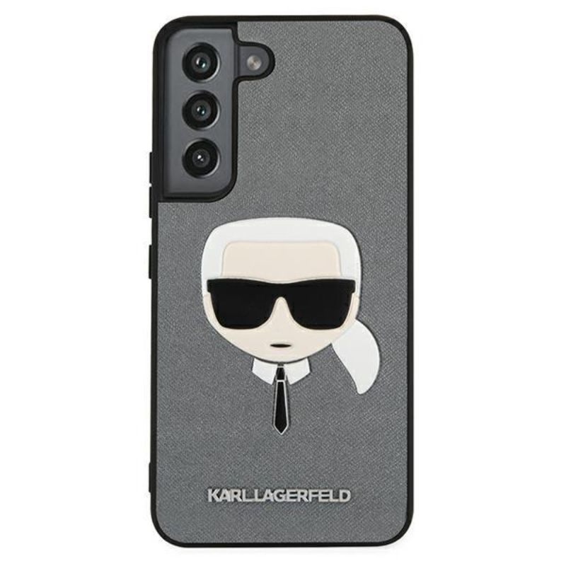 Husa pentru Samsung Galaxy S22 Plus KARL LAGERFELD KLHCS22MSAKHSL, Saffiano Ikonik Karls Head, Argintiu