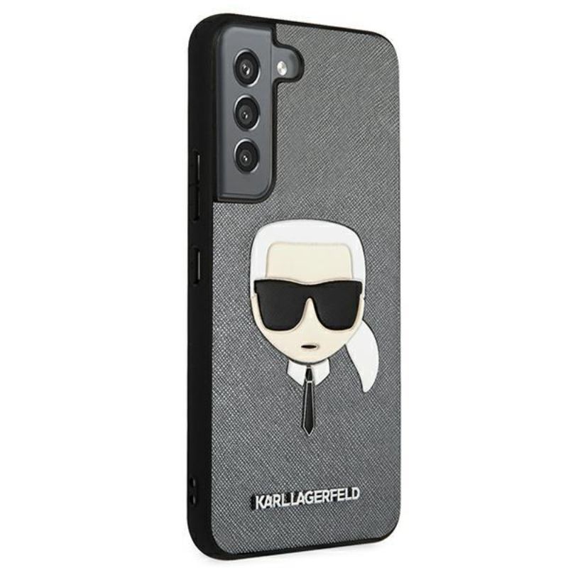 Husa pentru Samsung Galaxy S22 Plus KARL LAGERFELD KLHCS22MSAKHSL, Saffiano Ikonik Karls Head, Argintiu