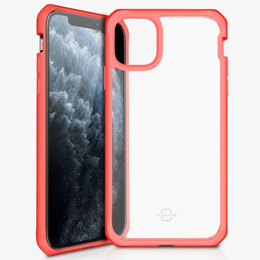 Husa pentru iPhone 11 Pro IT SKINS APXE-HYBSO-PCTR, Hybrid Solid Plain Coral and Transparent, antisoc, portocaliu