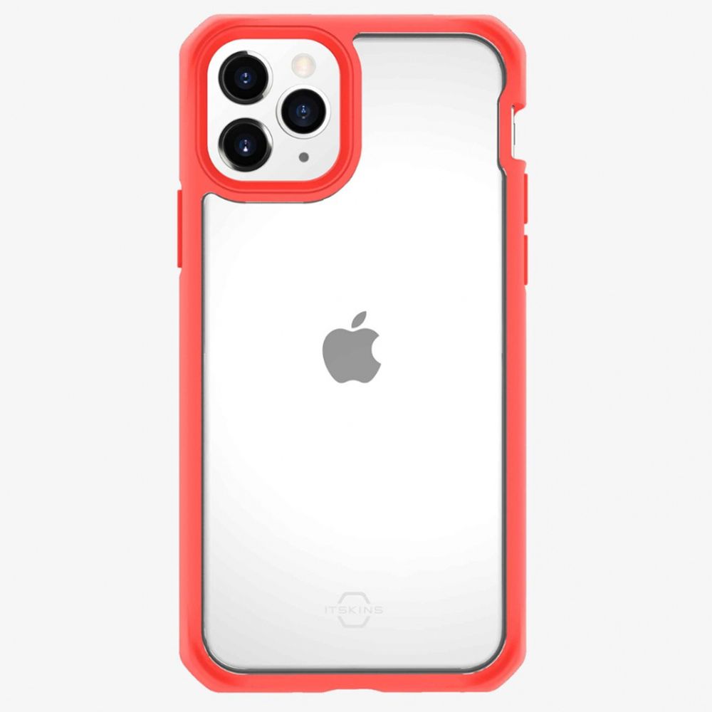 Husa pentru iPhone 11 Pro IT SKINS APXE-HYBSO-PCTR, Hybrid Solid Plain Coral and Transparent, antisoc, portocaliu