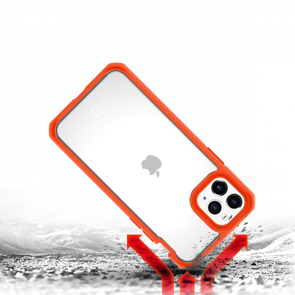 Husa pentru iPhone 11 Pro IT SKINS APXE-HYBSO-PCTR, Hybrid Solid Plain Coral and Transparent, antisoc, portocaliu