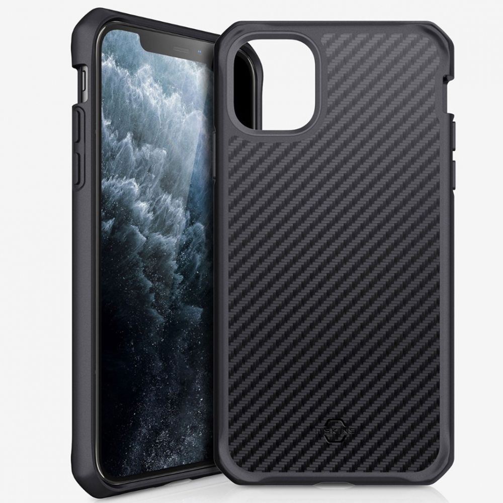 Husa pentru iPhone 11 Pro IT SKINS APXE-HYBFS-BLK1, Hybrid Carbon Black, antisoc, negru